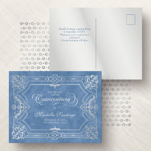 Quinceanera Save the Date Blue Postcard