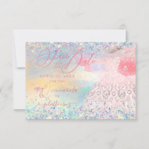 Quinceanera Save the Date Blush Pink Dress Invitation