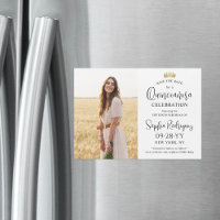 Quinceañera Save the Date Modern Photo Gold Crown