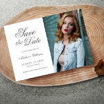 Quinceañera Save The Date Sweet 15 Photo<br><div class="desc">Quinceañera 15th Birthday Invitation Save The Date script white photo card. Also suitable for Sweet 16 or graduation party!</div>