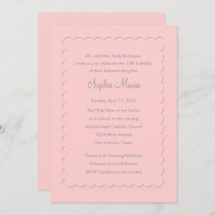 Quinceanera Scallop Change Pink to Any Colour Invitation