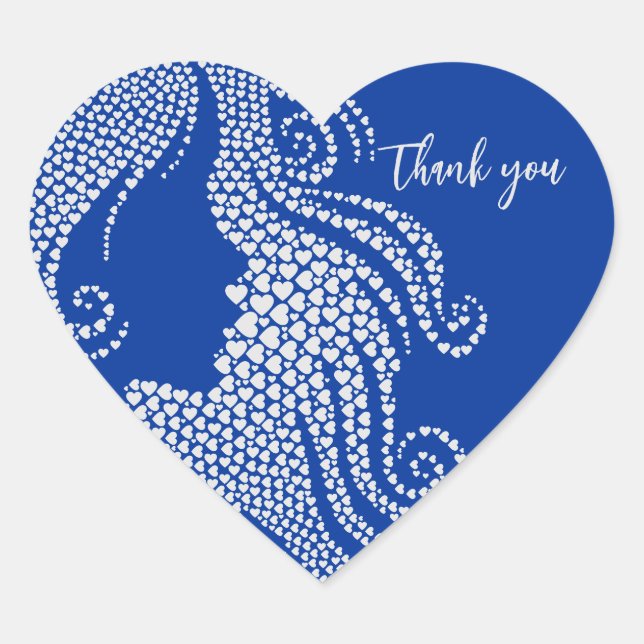 Quinceañera Silhouette Blue Silver Hearts Heart Sticker (Front)