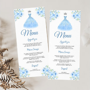 Quinceanera Silver Blue Floral Gown  Menu