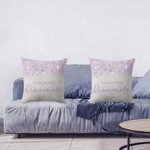 Quinceanera silver metal purple drops monogram nam cushion