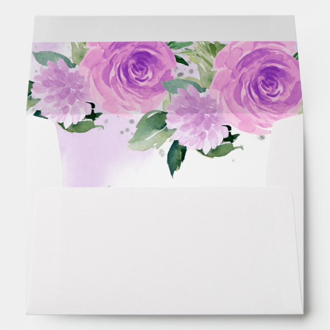 Quinceanera Silver Tiara Light Purple Floral Envelope (Back (Bottom))