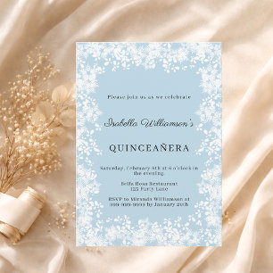 Quinceanera snowflakes blue elegant winter party invitation