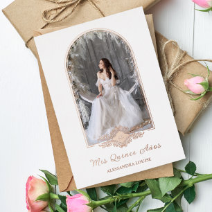 Quinceañera Spanish Fancy Rose Gold Arch Photo