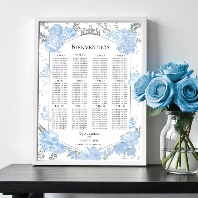 Quinceanera spanish Seating Chart Sign Butterflys (Creator Uploaded)