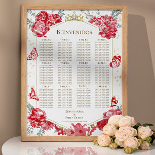 Quinceanera spanish Seating Chart Sign Butterflys