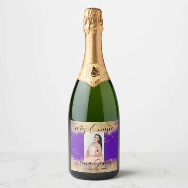 Quinceañera Sparkling Wine Favour Label Personalis (Front)