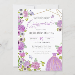 Quinceañera spring garden floral butterfly party invitation