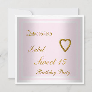 Quinceanera Sweet 15 Birthday Invitation Pink