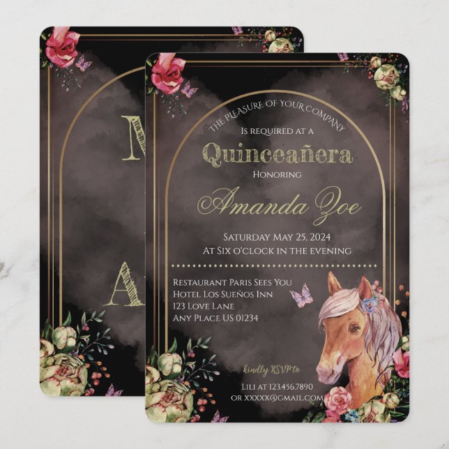 Quinceañera/Sweet 16 Horse design invitation (Front/Back)