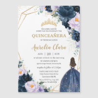 Quinceañera Sweet 16 Purple Lilac Navy Blue Floral