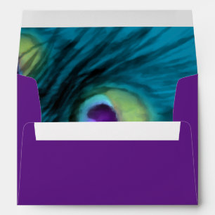 Quinceanera Teal and Purple Peacock Envelope
