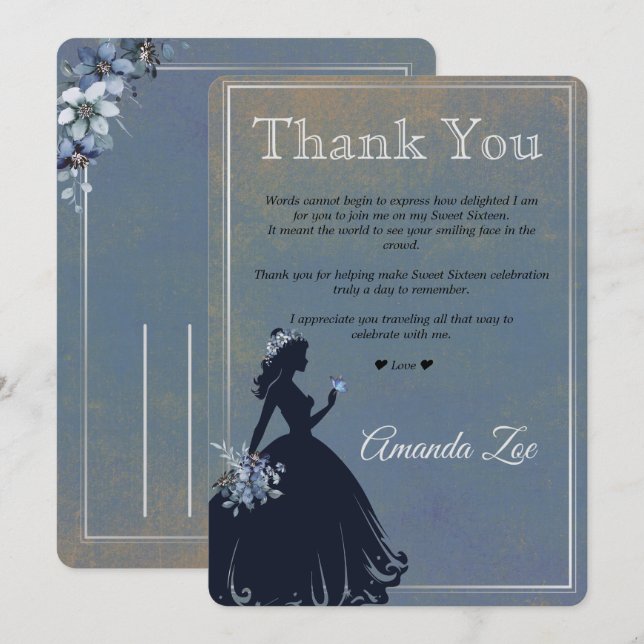 Quinceañera Thank you Note Invitation (Front/Back)