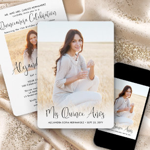 Quinceañera Trendy Script Chic Modern 2 Photo Invitation