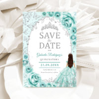 Quinceanera Turquoise Silver Floral