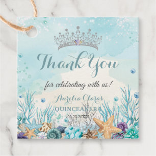 Quinceañera Under the Sea Beach Shells Corals Favour Tags