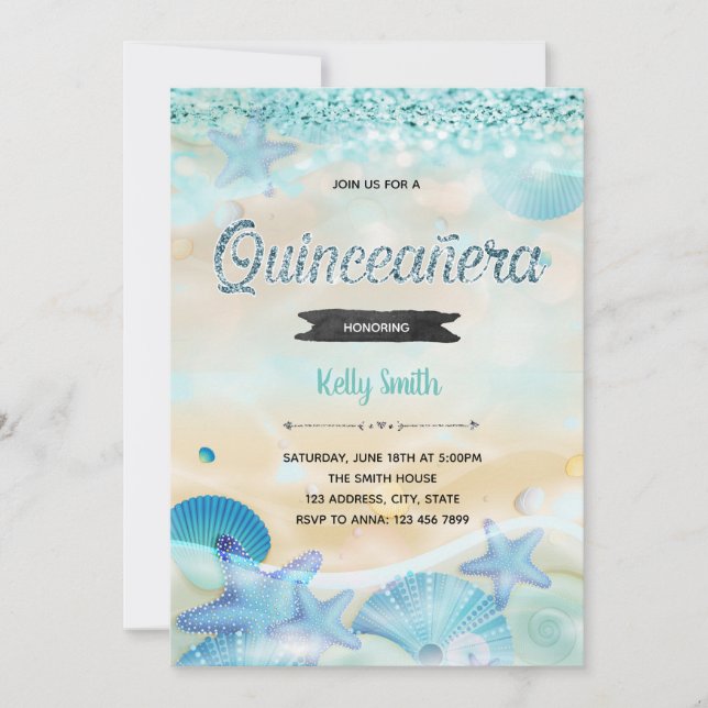 Quinceanera  under the sea invitation (Front)