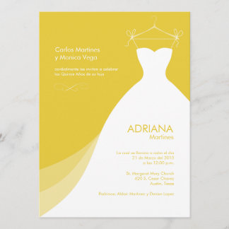Quinceañera Vestido amarillo Invitaciones Invitation