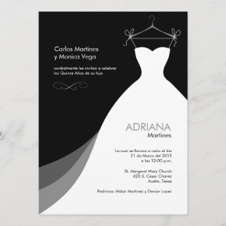 Quinceañera Vestido negro Invitaciones Invitation