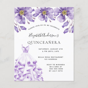 Quinceanera violet white dress floral budget flyer