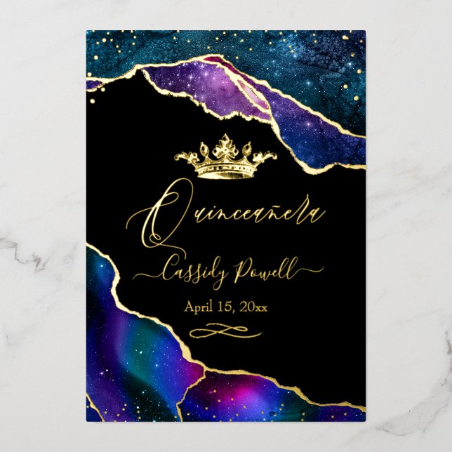 Quinceanera, Watercolor Galaxy Agate 3 Colours (Front)