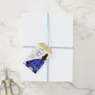 Quinceañera Watercolor Royal Blue Thank you Gift Tags