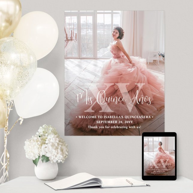 Quinceañera Welcome Mis XV Photo 15th Birthday Poster (Creator Uploaded)