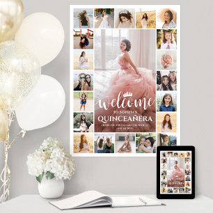 Quinceañera Welcome Photo Collage 15th Birthday Poster