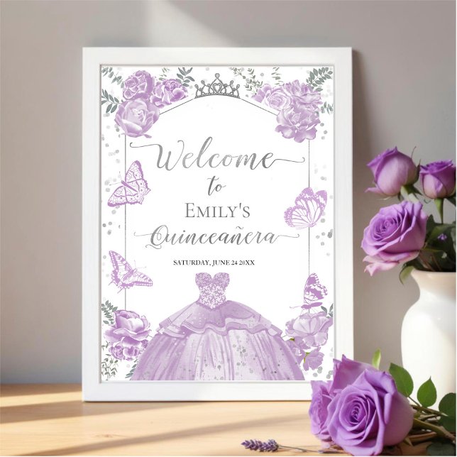 Quinceanera Welcome Sign Lavender Dress Floral (Creator Uploaded)