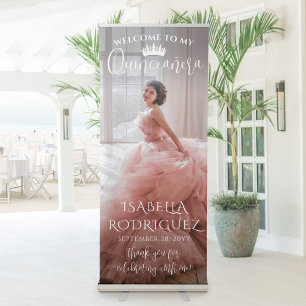 Quinceañera Welcome & Thank You Large Modern Photo Retractable Banner