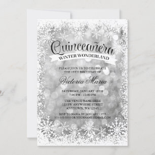 Quinceanera Winter Wonderland Silver Sparkle Invitation