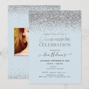 Quinceañera, Written in the Star, DIY Dusty Blue Invitation