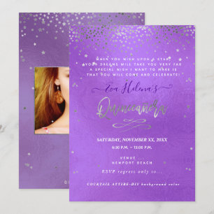 Quinceañera , Written in the Stars, DIY Purple Invitation