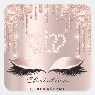 Quinceañeras Sweet 16th 15th Bridal Spark Crown Square Sticker