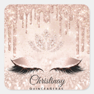 Quinceañeras Sweet 16th 15th Bridal Spark Glitter Square Sticker