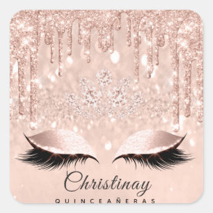 Quinceañeras Sweet 16th 15th Bridal Spark Skinny Square Sticker