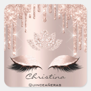 Quinceañeras Sweet 16th 15th Bridal Sparkly Diamo Square Sticker