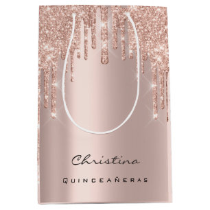 Quinceañeras Sweet 16th 15th Bridal Sparkly Favour Medium Gift Bag