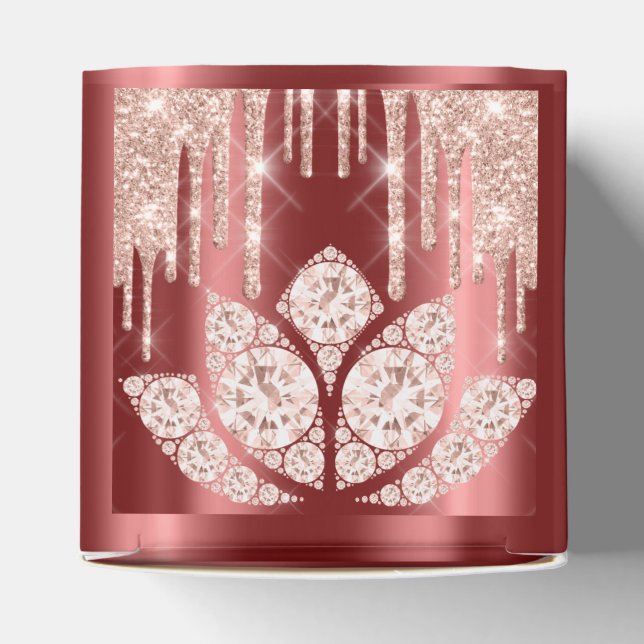 Quinceañeras Sweet 16th Bridal Rose Burgundy Favour Box (Top)