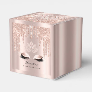 Quinceañeras Sweet 16th Bridal Rose Gold Spark Favour Box