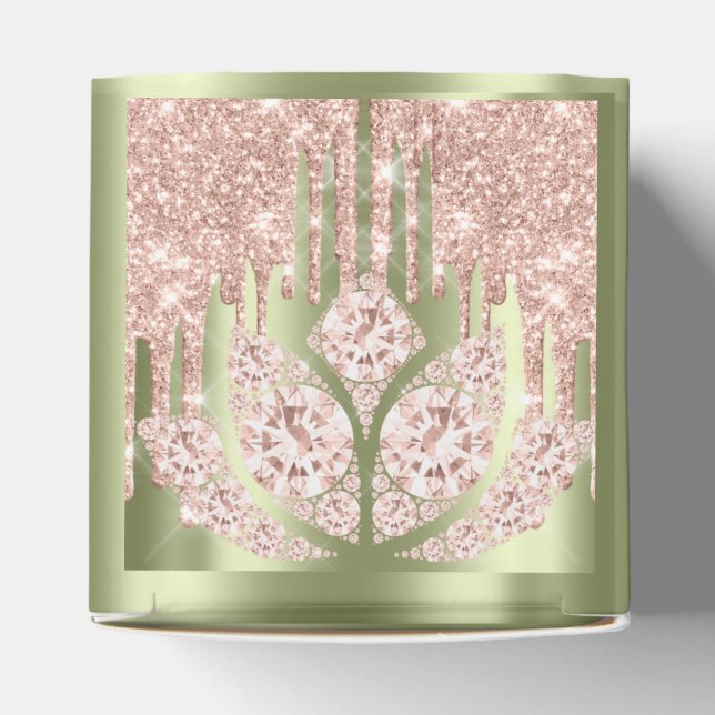 Quinceañeras Sweet 16th Bridal Rose Mint Green Favour Box (Top)