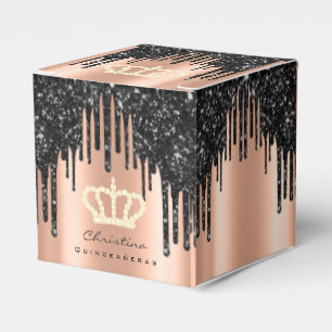 Quinceañeras Sweet 16th Bridal Rose Royal Black Favour Box