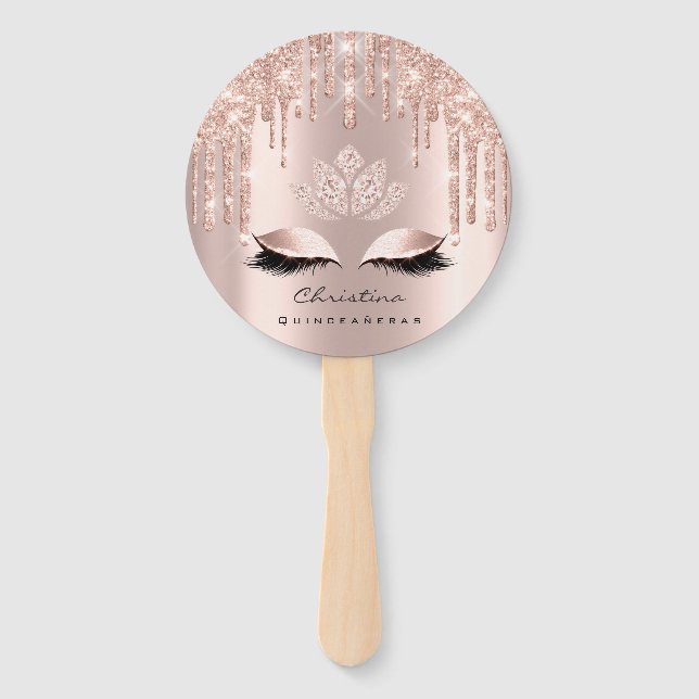 Quinceañeras Sweet 16th Bridal Shower Rose Girly Hand Fan (Front)