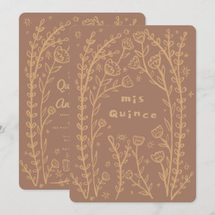 Quineañera 15th BDay Whimsical Floral Vines Custom Invitation