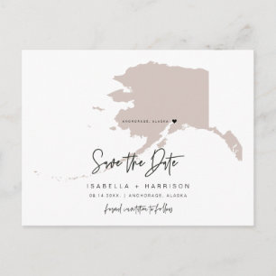 QUINN- Alaska Map Save the Date (Moveable Heart!) Postcard