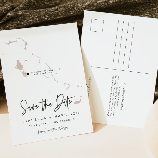 QUINN Bahamas Map Save the Date *Moveable Heart! Postcard (Creator Uploaded)