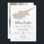 QUINN Blush Cyprus Map Wedding Reception Invitatio Invitation<br><div class="desc">This travel themed wedding reception invitation features a blush Cyprus map and photo backside. Easily change the colours and move the heart around to highlight your destination. Edit *most* wording to match your needs and add your photo and website to the backside for a personal touch.</div>